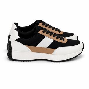 Dolce Vita Breela Platform Sneakers Black White Tan Lace Up Women’s Size 10